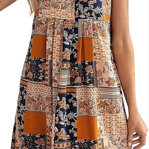 Patchwork BOHO Sleeveless Loose Dress NWOT - Picture 6 of 7